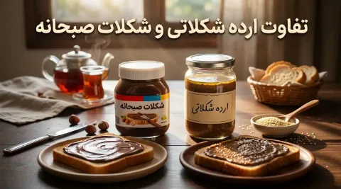تفاوت ارده شکلاتی و شکلات صبحانه: مقایسه برچسب غذایی، طعم و بافت